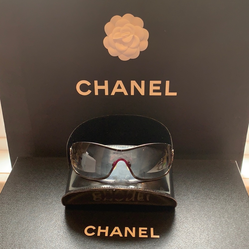 Chanel black wrap rimless sunglasses
